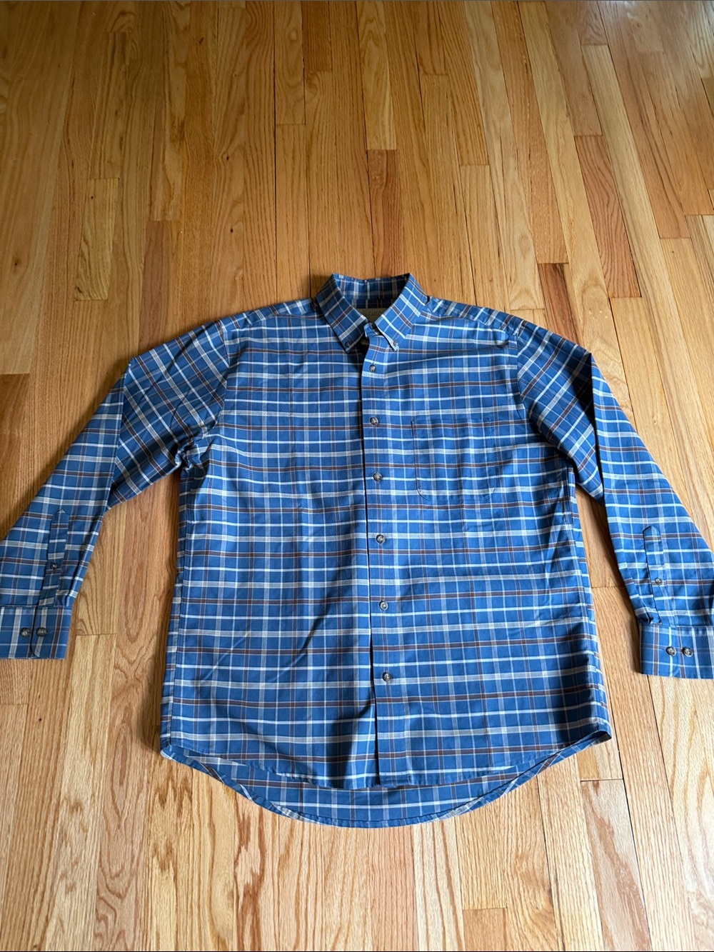 Cabela's Outfitter Series Shirt Mens L Blue Cotton Long sleeve Button Down